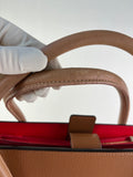 Christian Louboutin Tan Brown Grained & Patent Leather Studded Large Paloma Tote