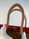 Christian Louboutin Tan Brown Grained & Patent Leather Studded Large Paloma Tote