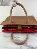 Christian Louboutin Tan Brown Grained & Patent Leather Studded Large Paloma Tote