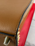 Christian Louboutin Tan Brown Grained & Patent Leather Studded Large Paloma Tote