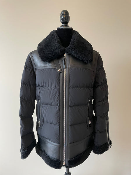 MACKAGE Black VANNA Mixed-media shearling down jacket Size S (fits US 4-6)