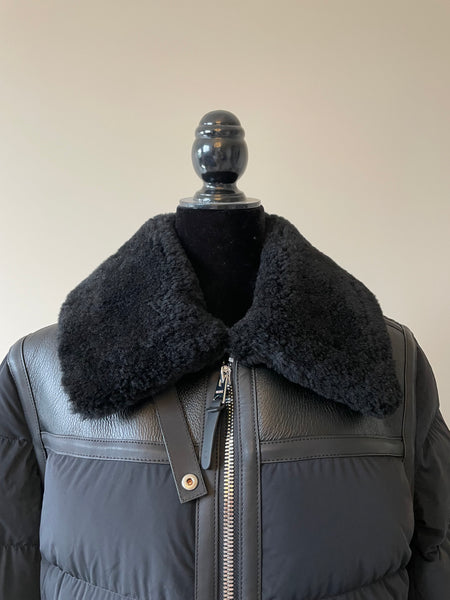 MACKAGE Black VANNA Mixed-media shearling down jacket Size S (fits US 4-6)