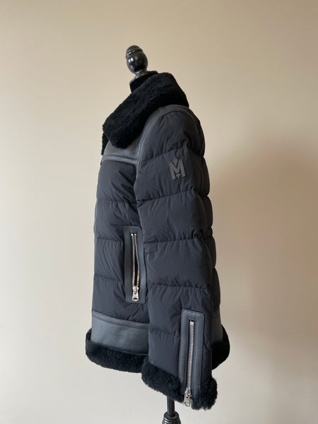 MACKAGE Black VANNA Mixed-media shearling down jacket Size S (fits US 4-6)