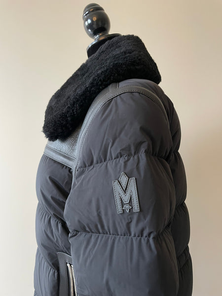 MACKAGE Black VANNA Mixed-media shearling down jacket Size S (fits US 4-6)