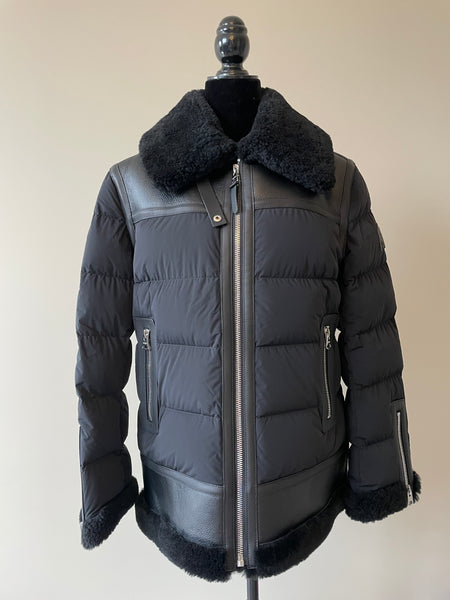 MACKAGE Black VANNA Mixed-media shearling down jacket Size S (fits US 4-6)