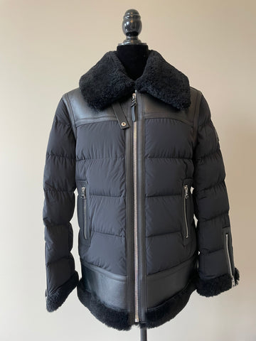 MACKAGE Black VANNA Mixed-media shearling down jacket Size S (fits US 4-6)