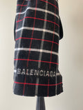 Balenciaga Large Black/Red/Blue/White Double Faced Check Scarf