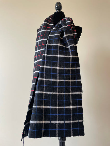 Balenciaga Large Black/Red/Blue/White Double Faced Check Scarf
