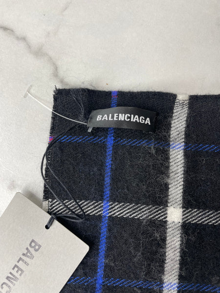Balenciaga Large Black/Red/Blue/White Double Faced Check Scarf