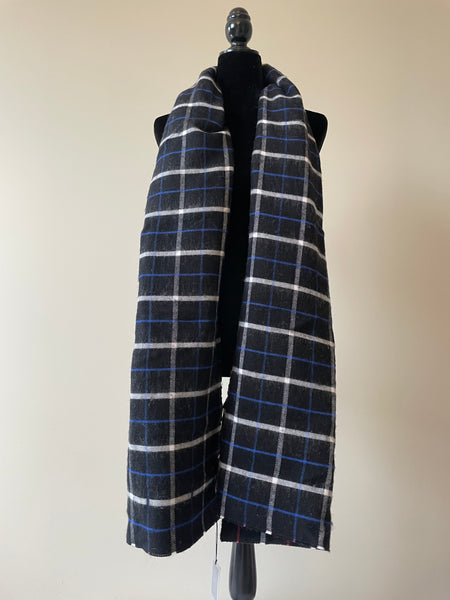 Balenciaga Large Black/Red/Blue/White Double Faced Check Scarf