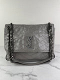 Saint Laurent Grey Large NIKI CHAIN BAG IN CRINKLED VINTAGE LEATHER Shoulder/Crossbody Bag