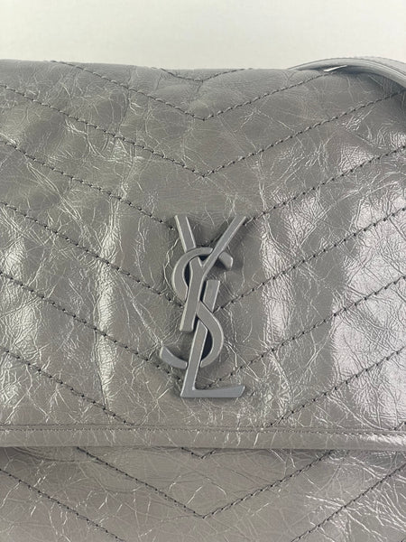 Saint Laurent Grey Large NIKI CHAIN BAG IN CRINKLED VINTAGE LEATHER Shoulder/Crossbody Bag