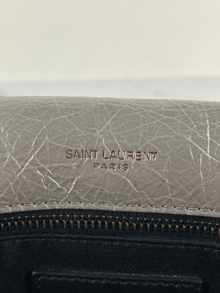 Saint Laurent Grey Large NIKI CHAIN BAG IN CRINKLED VINTAGE LEATHER Shoulder/Crossbody Bag
