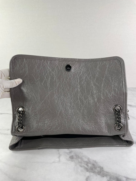 Saint Laurent Grey Large NIKI CHAIN BAG IN CRINKLED VINTAGE LEATHER Shoulder/Crossbody Bag