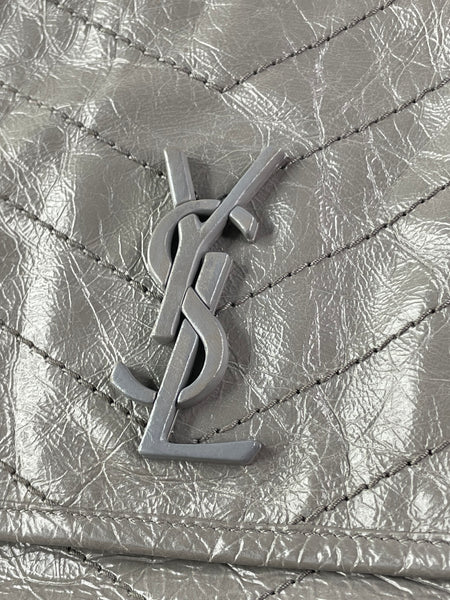 Saint Laurent Grey Large NIKI CHAIN BAG IN CRINKLED VINTAGE LEATHER Shoulder/Crossbody Bag