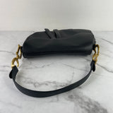 Christian Dior Black Grained Calfskin Saddle Bag