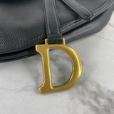 Christian Dior Black Grained Calfskin Saddle Bag