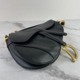 Christian Dior Black Grained Calfskin Saddle Bag