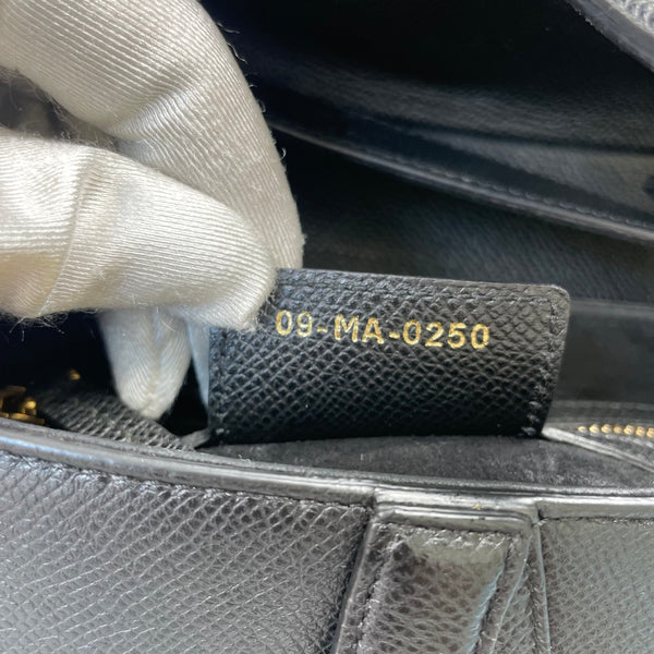 Christian Dior Black Grained Calfskin Saddle Bag