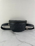 CHANEL Uniform CC Black Grained Calfskin Quilted Waist Belt/Sling Bag