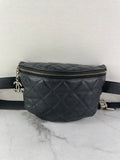 CHANEL Uniform CC Black Grained Calfskin Quilted Waist Belt/Sling Bag