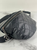 CHANEL Uniform CC Black Grained Calfskin Quilted Waist Belt/Sling Bag