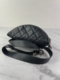 CHANEL Uniform CC Black Grained Calfskin Quilted Waist Belt/Sling Bag
