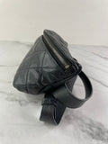 CHANEL Uniform CC Black Grained Calfskin Quilted Waist Belt/Sling Bag