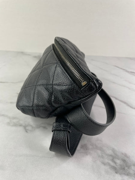 CHANEL Uniform CC Black Grained Calfskin Quilted Waist Belt/Sling Bag