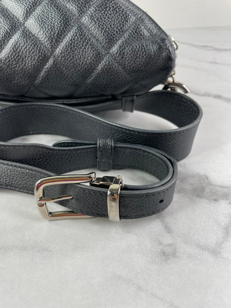 CHANEL Uniform CC Black Grained Calfskin Quilted Waist Belt/Sling Bag