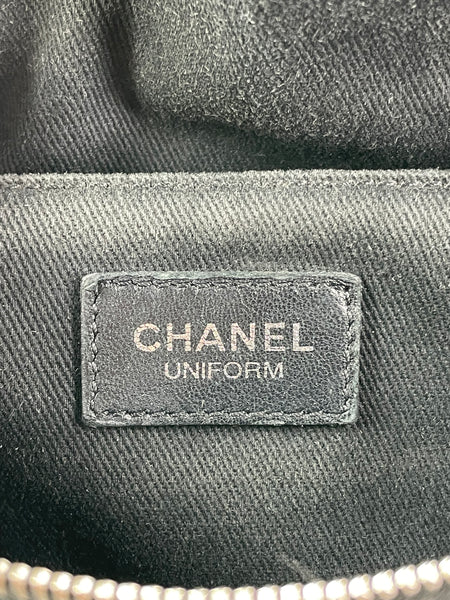 CHANEL Uniform CC Black Grained Calfskin Quilted Waist Belt/Sling Bag