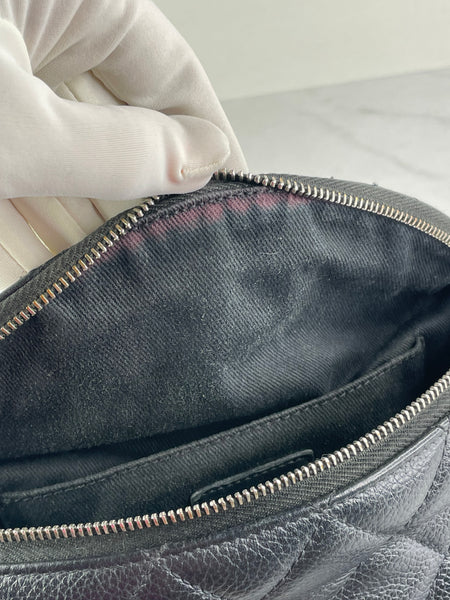 CHANEL Uniform CC Black Grained Calfskin Quilted Waist Belt/Sling Bag