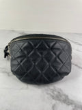 CHANEL Uniform CC Black Grained Calfskin Quilted Waist Belt/Sling Bag