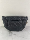 CHANEL Uniform CC Black Grained Calfskin Quilted Waist Belt/Sling Bag