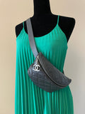 CHANEL Uniform CC Black Grained Calfskin Quilted Waist Belt/Sling Bag