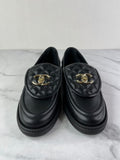 CHANEL Black Lambskin Quilted CC Turnlock Loafers Size 37