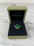 VAN CLEEF & ARPELS 18K Yellow Gold Malachite Magic Alhambra Ring Size 55
