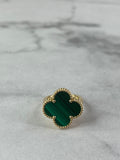 VAN CLEEF & ARPELS 18K Yellow Gold Malachite Magic Alhambra Ring Size 55