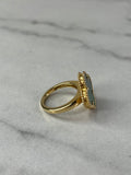 VAN CLEEF & ARPELS 18K Yellow Gold Malachite Magic Alhambra Ring Size 55