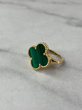 VAN CLEEF & ARPELS 18K Yellow Gold Malachite Magic Alhambra Ring Size 55