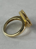 VAN CLEEF & ARPELS 18K Yellow Gold Malachite Magic Alhambra Ring Size 55
