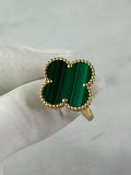 VAN CLEEF & ARPELS 18K Yellow Gold Malachite Magic Alhambra Ring Size 55
