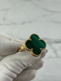 VAN CLEEF & ARPELS 18K Yellow Gold Malachite Magic Alhambra Ring Size 55