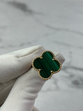 VAN CLEEF & ARPELS 18K Yellow Gold Malachite Magic Alhambra Ring Size 55