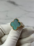 VAN CLEEF & ARPELS 18K Yellow Gold Malachite Magic Alhambra Ring Size 55