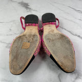 CHANEL Pink Tweed CC Logo Flats Size 37