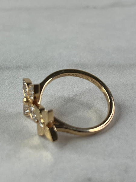 LOUIS VUITTON 18K Pink Gold Diamond Star Blossom Ring Size 56 (US 7.5)