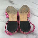 CHANEL Pink Tweed CC Logo Flats Size 37