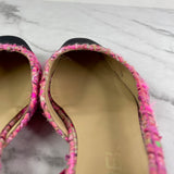 CHANEL Pink Tweed CC Logo Flats Size 37