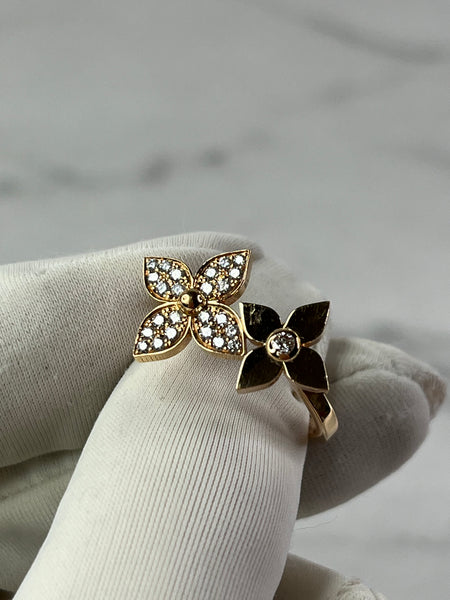 LOUIS VUITTON 18K Pink Gold Diamond Star Blossom Ring Size 56 (US 7.5)